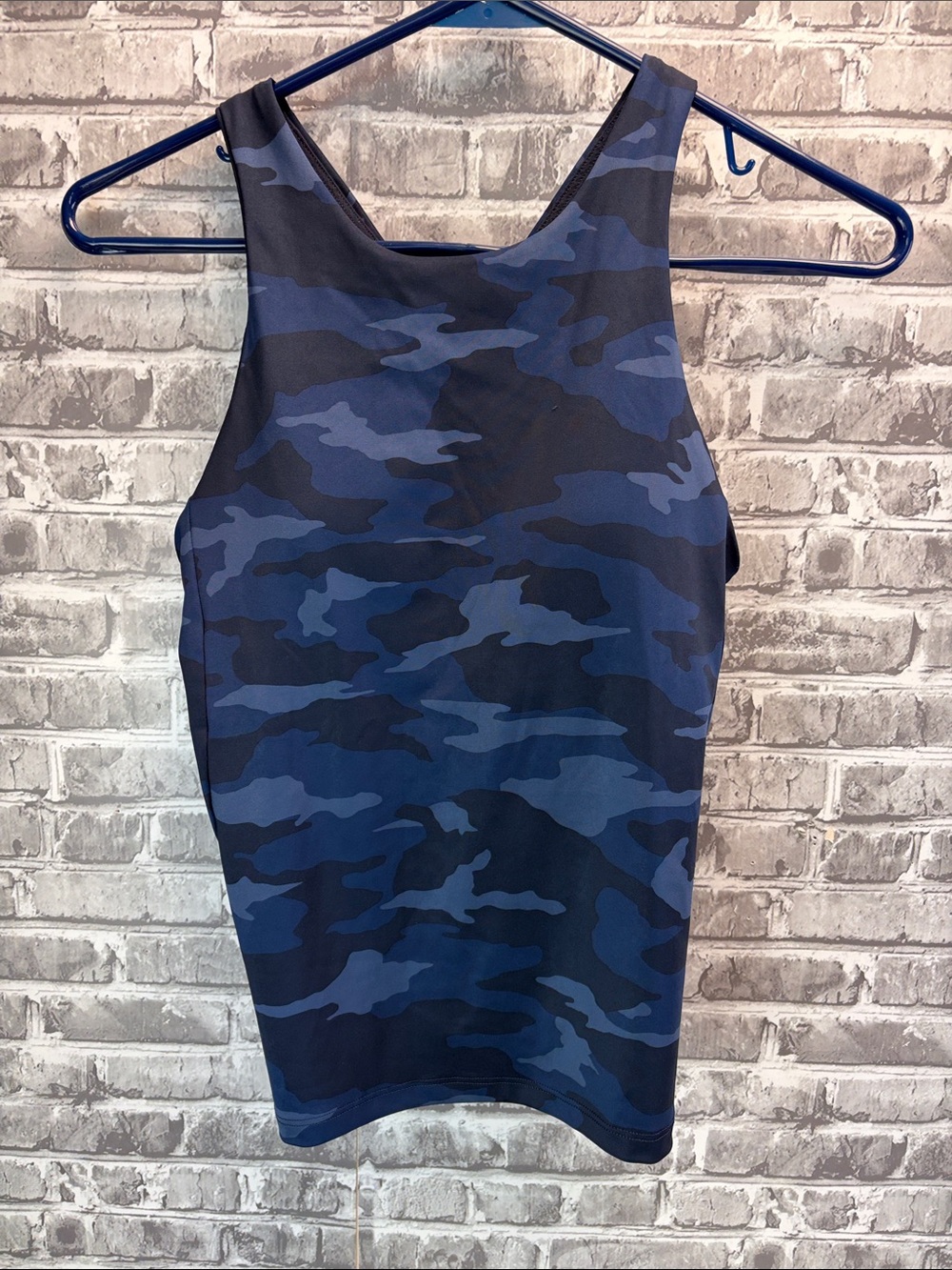 Athleta Navy and Dark Blue Camo Performance Tank